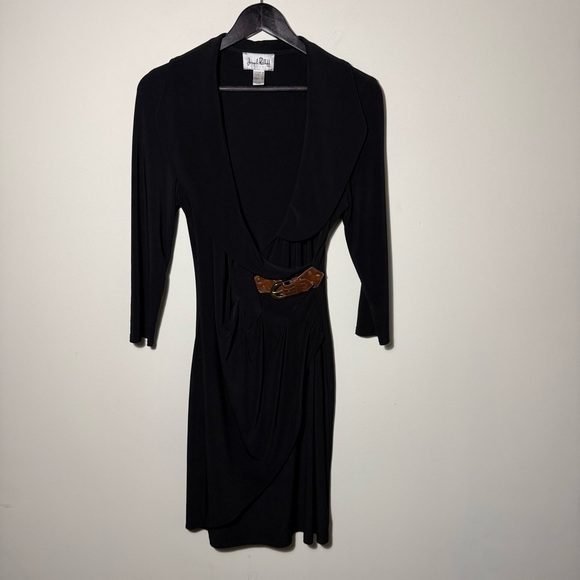 Joseph Ribkoff Black Sheath Dress with Plunge Neckline - Picture 1 of 8